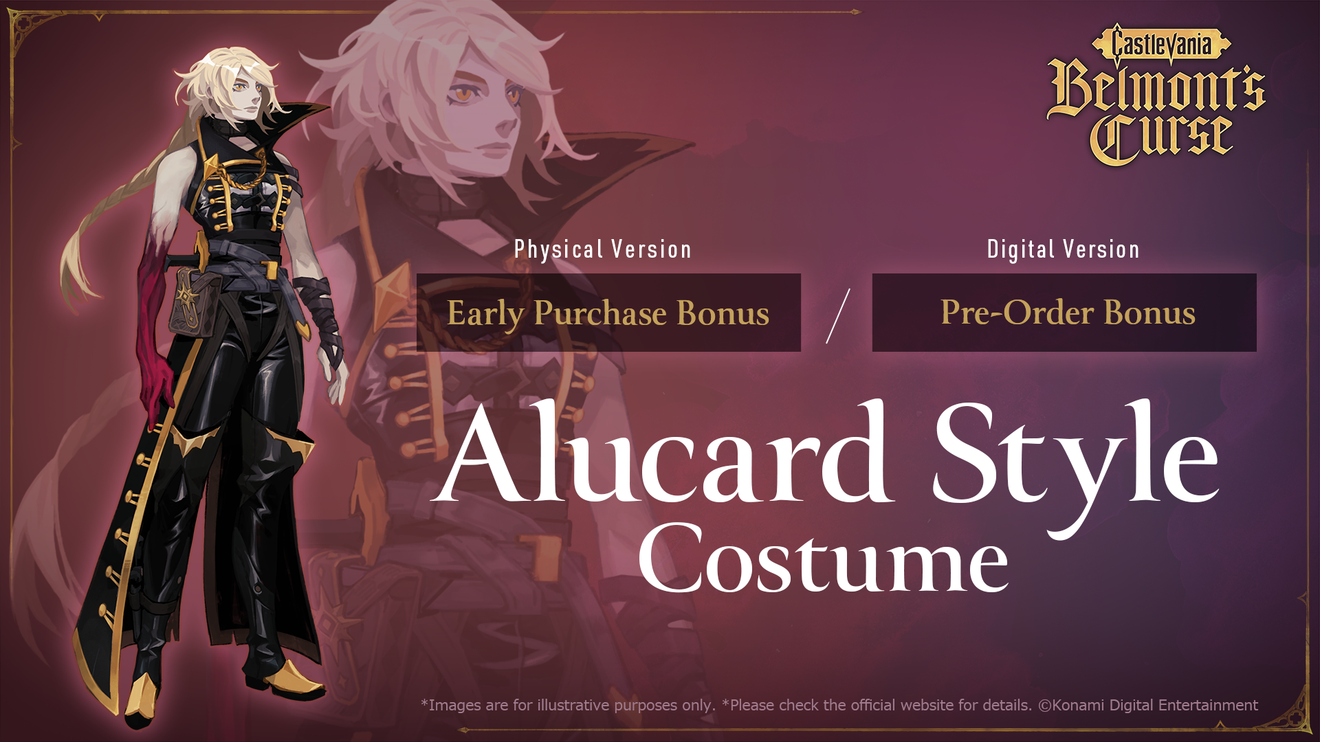 Ön sipariş ve erken alım hediyesi: Rose Belmont için Alucard tarzı kostüm.